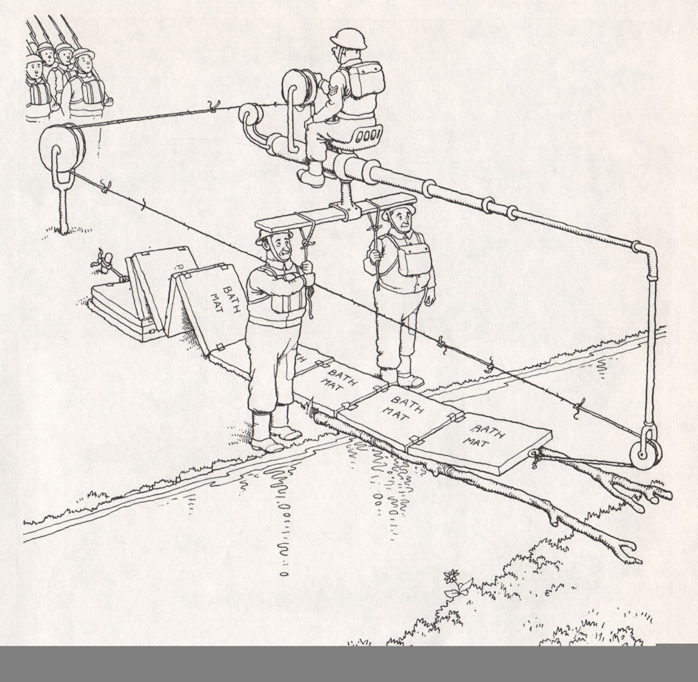 HEATH ROBINSON. Cork mat method of crossing streams. Second World War 1973